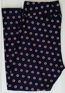 OS Lularoe Leggings Floral Sunflower Red White Blue on Navy NWT - Picture 1 of 3