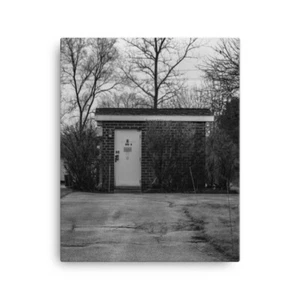 Monochrome Monument - Stand Alone Square Building in Black and White Canvas - Picture 1 of 4