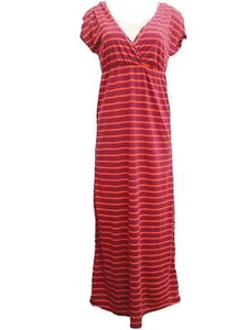 Womens Purple & Red Horizontal Stripe Lace Back V-Neck Maxi Dress - Picture 1 of 1