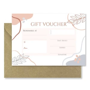 Blank Gift Vouchers & Envelopes - Double Sided Abstract Rose Gold Leaf Design - Picture 1 of 3