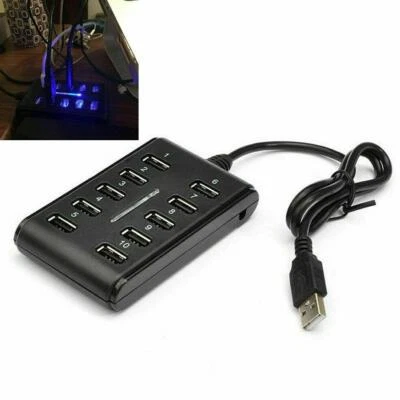 10 Port Powered USB HUB 2.0 High Speed USB Splitter Extension St For ... - Image 1 of 4