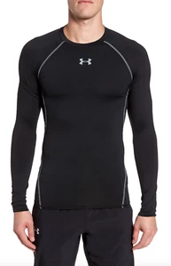 Under Armour L54655 T-Shirt Uomo Nera Heat Gear Compressione Manica Lunga Taglia M - Foto 1 di 4