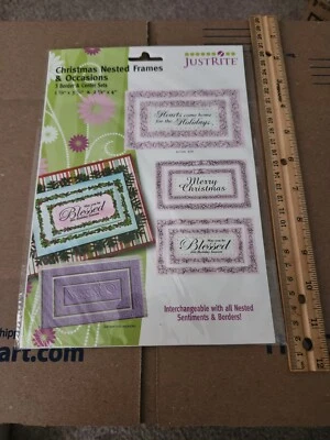 Estampillas de goma JustRite con marcos y ocasiones anidadas de Navidad - Nuevas - JB-009250 Foto 1 de 2