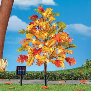 Solar LED Fall Autumn Maple Tree Garden Stake Outdoor Patio Lawn Yard Decor - Picture 1 of 4