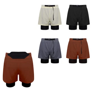 Mens Activewear Pant Sports Pocket Shorts Competition Athletic Double Layered - Picture 1 of 49