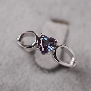 Alexandrite Engagement Ring, Color Changing Beautiful Alexandrite Heart Cut Ring - Picture 1 of 4