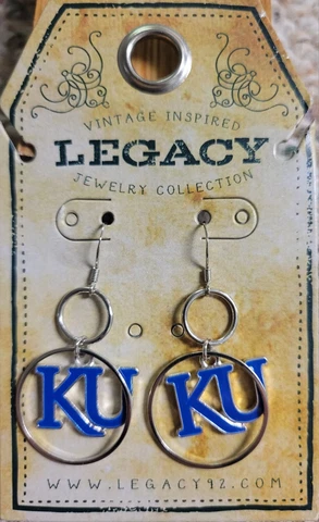 Kansas Jayhawks Round Hoop Earrings Dangle Legacy Cover