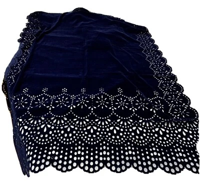 Mantón envolvente de terciopelo corte láser azul marino Foto 1 de 4