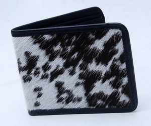 Cow hide Leather Men/Gent Purse Luxury HAIR ON Leather Card Holder Wallet-95 - Picture 1 of 3