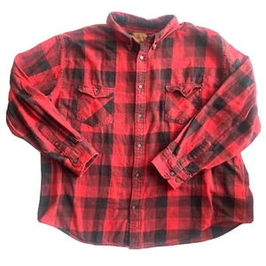 vtg ST JOHNS BAY Red flannel shirt XXL/XXG lt plaid camp work Big Mac - Picture 1 of 11
