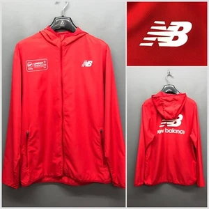 NEW BALANCE Men's Red Lightweight Sports Hooded Jacket Medium Wind Breaker - Picture 1 of 12