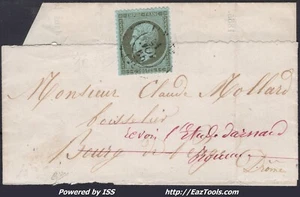 FRANCE N°19 SUR BANDE AVEC CACHET A DATE DU 21/11/1865 SIGNÉ CALVES - Picture 1 of 2