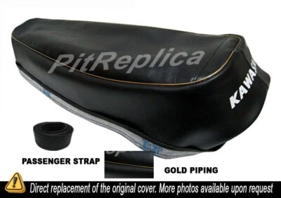 KAWASAKI H1 H1A 1969 1970 FUNDA ASIENTO CON CORREA *TUBERÍA DORADA* [VVEA] Foto 1 de 4