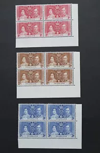 1937 CORONATION KGVI SWAZILAND CORNER BLOCKS OF 4 - Picture 1 of 2