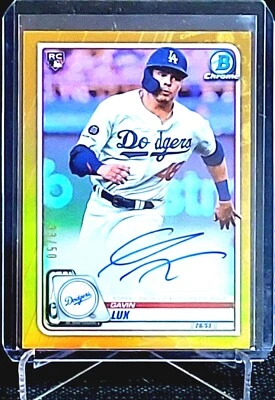 2020 Bowman Chrome Gavin Lux Gold Refractor Autograph Rookie Card (RC) #'d 33/50 - Image 1 of 2