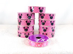 NEW Disney Minnie Ribbon 8 Spools 1" x 3 Yds each. 1 Spool Pink & White Dots - Picture 1 of 4