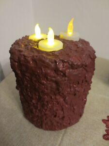 CERAMIC 3 WICK CANDLE WITH BATTERY TEALIGHTS