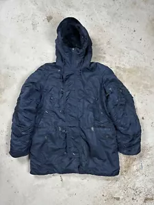 Vintage Y2K Alpha Industries Parka N-3B N Navy Jacket Army - Picture 1 of 17