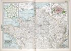 1899 Northern France Map ORIGINAL Provinces STEAMSHIPS Railways Townships Ports