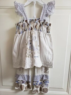 NAARTJIE EN MUY BUEN ESTADO Talla 3 Crema Lavanda Pantalones Conjunto 100% Algodón  Foto 1 de 3