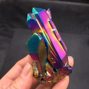 Titanium Rainbow Aura Lemurian Crystal Pillar Specimen Healing Decoration 3.5'' - Picture 1 of 7
