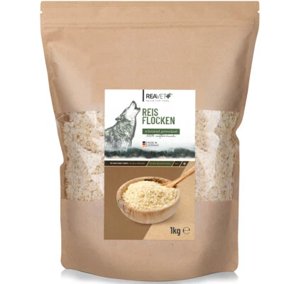 REAVET Reisflocken Hund 1kg, Reisflocken Hunde, Gemüseflocken Hunde glutenfrei - Bild 1 von 4