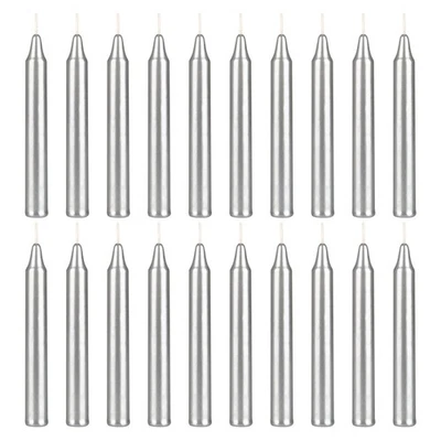 Mega Candles 20 pcs Unscented Silver Mini Taper Candle 4 Inch Tall x 1/2 Inch - Image 1 of 4