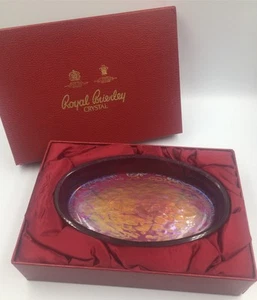 Royal Brierley Crystal Red Studio • Iridescent Dish with Box • Rare - Picture 1 of 7