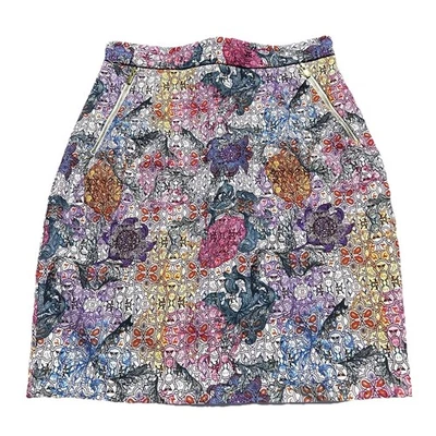 HM Women Skirt 8 Cottage Core Pink Floral Pencil Mid Rise Mini Art Deco Abstract - Image 1 of 4