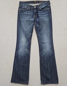 Seven For All Mankind Jeans Womens Bootcut Dark Rinse Sz 28x32 Low Rise - Picture 1 of 13