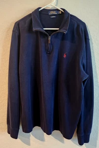 Suéter Pullover Polo Ralph Lauren Para Hombre Estate Costilla Cuarto Cremallera Azul Marino Rojo... - Imagen 1 de 6