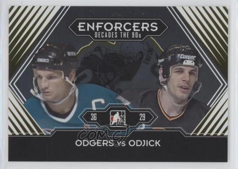 2013-14 ITG Decades 1990s Gold /30 Jeff Odgers Gino Odjick #185 - Image 1 of 2