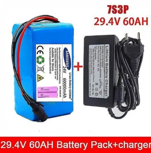 New Battery 24V 60Ah 7S3P Wheelchair Batteries Pack + 29.4V Charger Plug - Picture 1 of 6