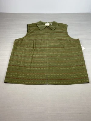 Chaleco Alfred Dunner Mujer Cremallera Completa Talla 22W Verde Otoño Ligero Informal Foto 1 de 4