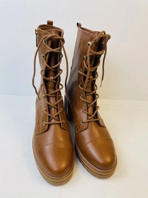 Michael Kors Leather PW19E Side Zip Lace Up 10M High Boots - Image 1 of 4