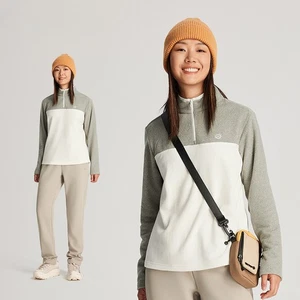 New Outdoor Women Sport Fitness Color Blocked Thick Fleece Pullover Clothes - Picture 1 of 19