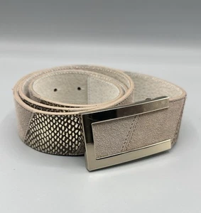 White House Black Market Large Tan Suede Embossed Leather Belt - Picture 1 of 3