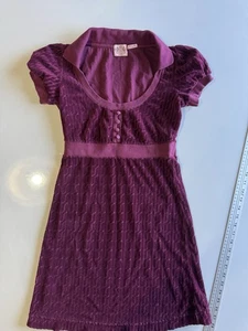 Mini Vestido Babydoll Vintage Juicy Couture Para Mujer Talla P (XS) Y2K Borgoña Terciopelo - Imagen 1 de 3