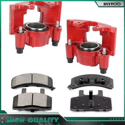 For 1988-1999 Chevrolet K1500 C1500 Front Brake Calipers and Ceramic Pads L+R - Image 1 of 4