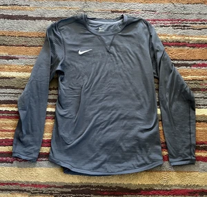 Nike Shirt Uomo Grigio Medio Manica Lunga Girocollo Atletica Performance Pullover - Foto 1 di 12