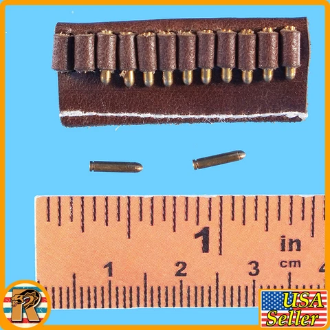 US General Patton - Leather Pouch & 12 Metal Bullets - 1/6 Scale - DID Figures Cover