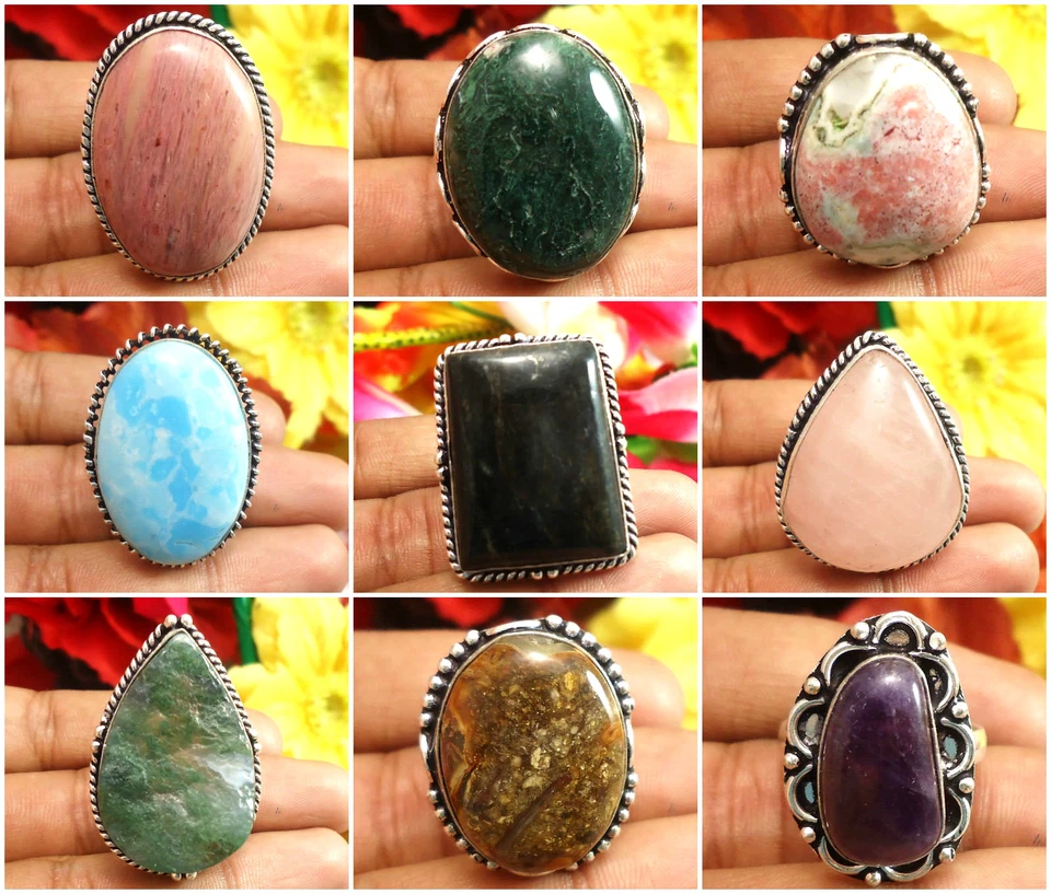 Рубин фуксит аметист родонит драгоценный камень серебро 925 покрытие размер 9,25 дюйма U106R - Изображение 1 из 1