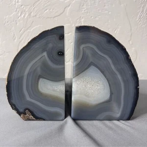 Buchstützen groß Kristall Droozy Achat schwer schön blau Thunderegg Dekor - Bild 1 von 6