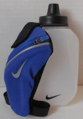 Nike Stride Handheld Water Bottle 12oz Pocket With Zipper Game Royal/Silver