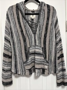 Billabong Soft Open Knit Hoodie Womens Sz L Oversized Beachy Coastal Y2K Cozy - Picture 1 of 6