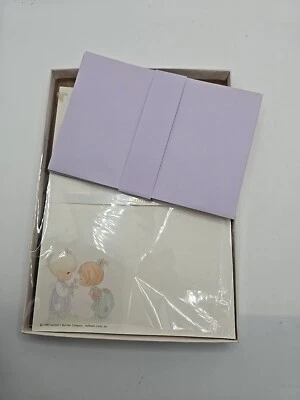 Vintage 1989 Hallmark Boxed 16 Precious Moments Stationery & Purple Envelopes - Image 1 of 4