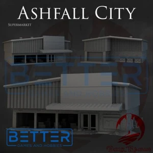 Supermarket - Ashfall City, (28mm, 15mm) 3d printed Tabletop Wargames Terrain - Picture 1 of 4