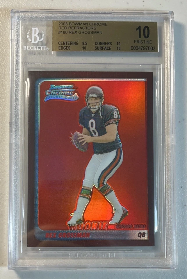 Rex Grossman BGS 10 2003 Bowman Chrome Rookie Red Refractor RC Pristine /235 - Image 1 of 2