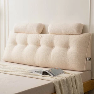 Large Triangular Headboard Pillow Bolster Rest Reading Pillow w/ Removable Cover - Picture 1 of 37