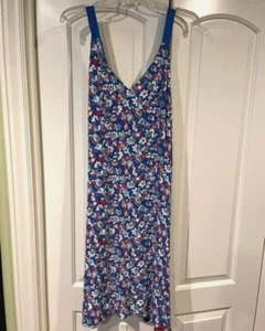 Rag & Bone EstelleV Neck Red &Blue Floral Midi Dress Size Med. New W/Tags - Picture 1 of 10